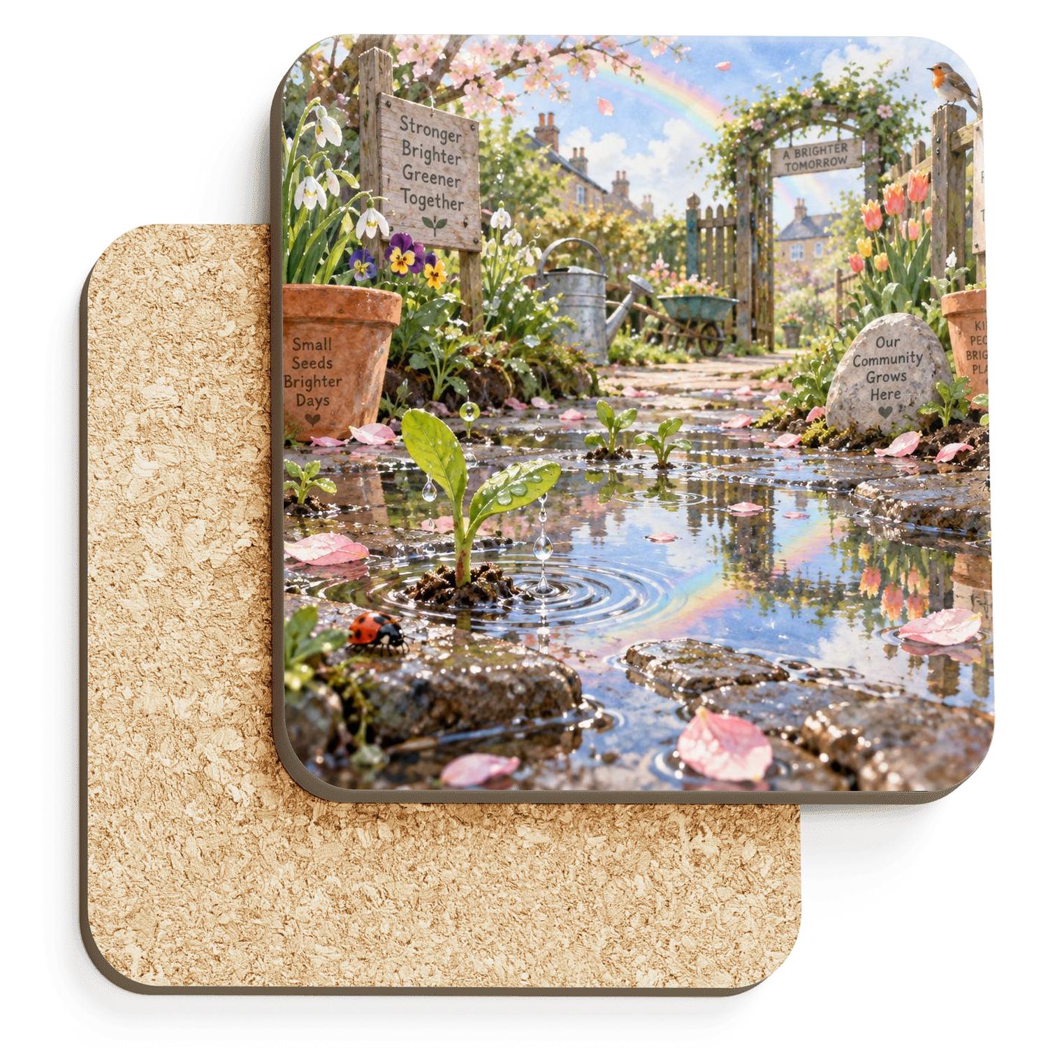 Spring Puddle Rainbow Seedlings cork coaster sets [AI-ba0bc08c-477675ddc880]