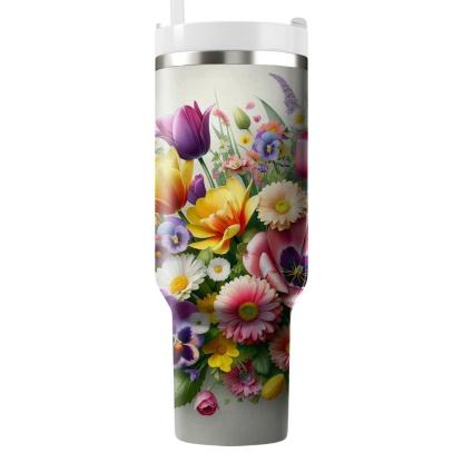 Springtime Floral Burst  Tumbler Cups