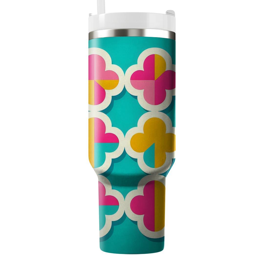 Colorful Quatrefoil Pattern  Tumblers With Lids