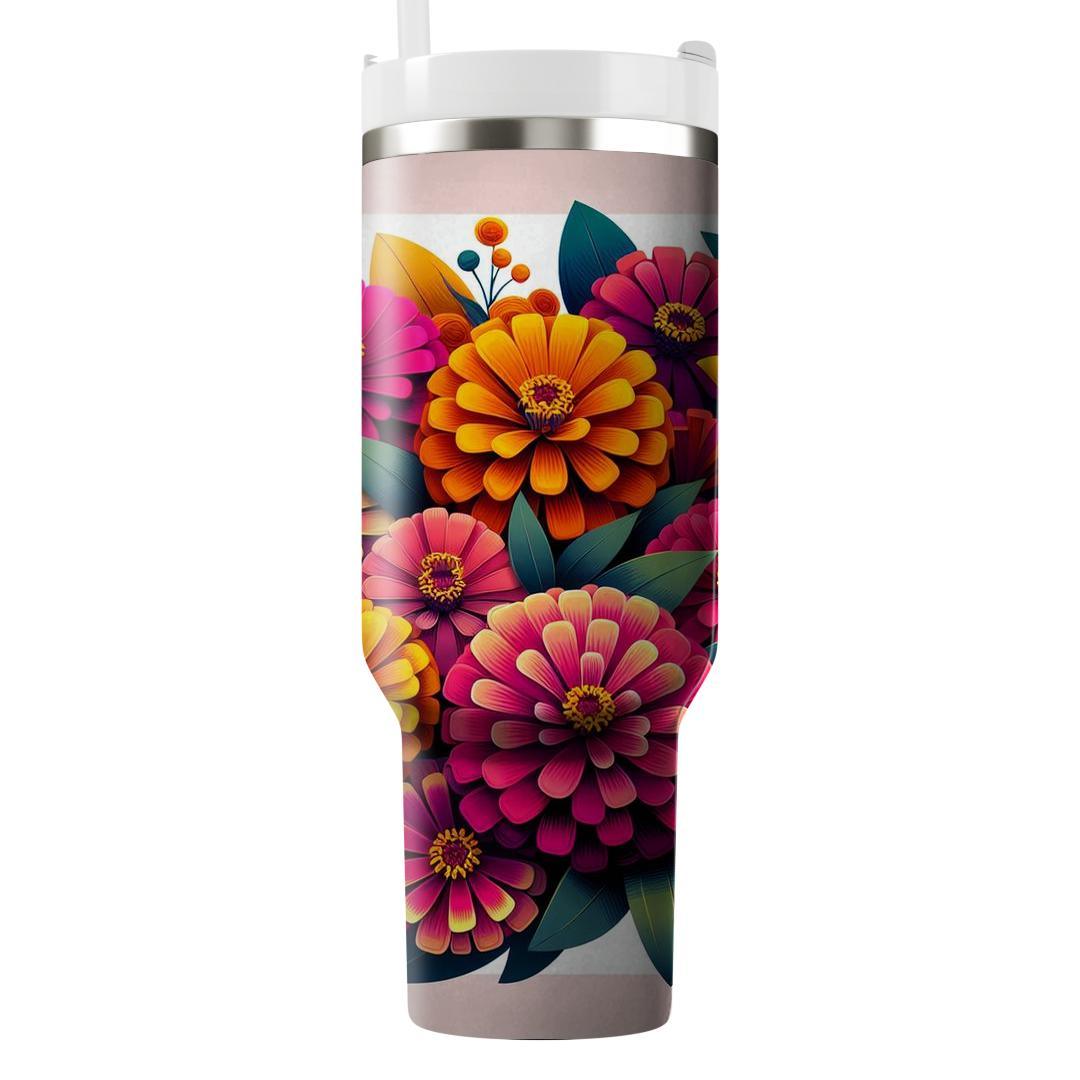 Vibrant Zinnia Burst  Unique Tumblers
