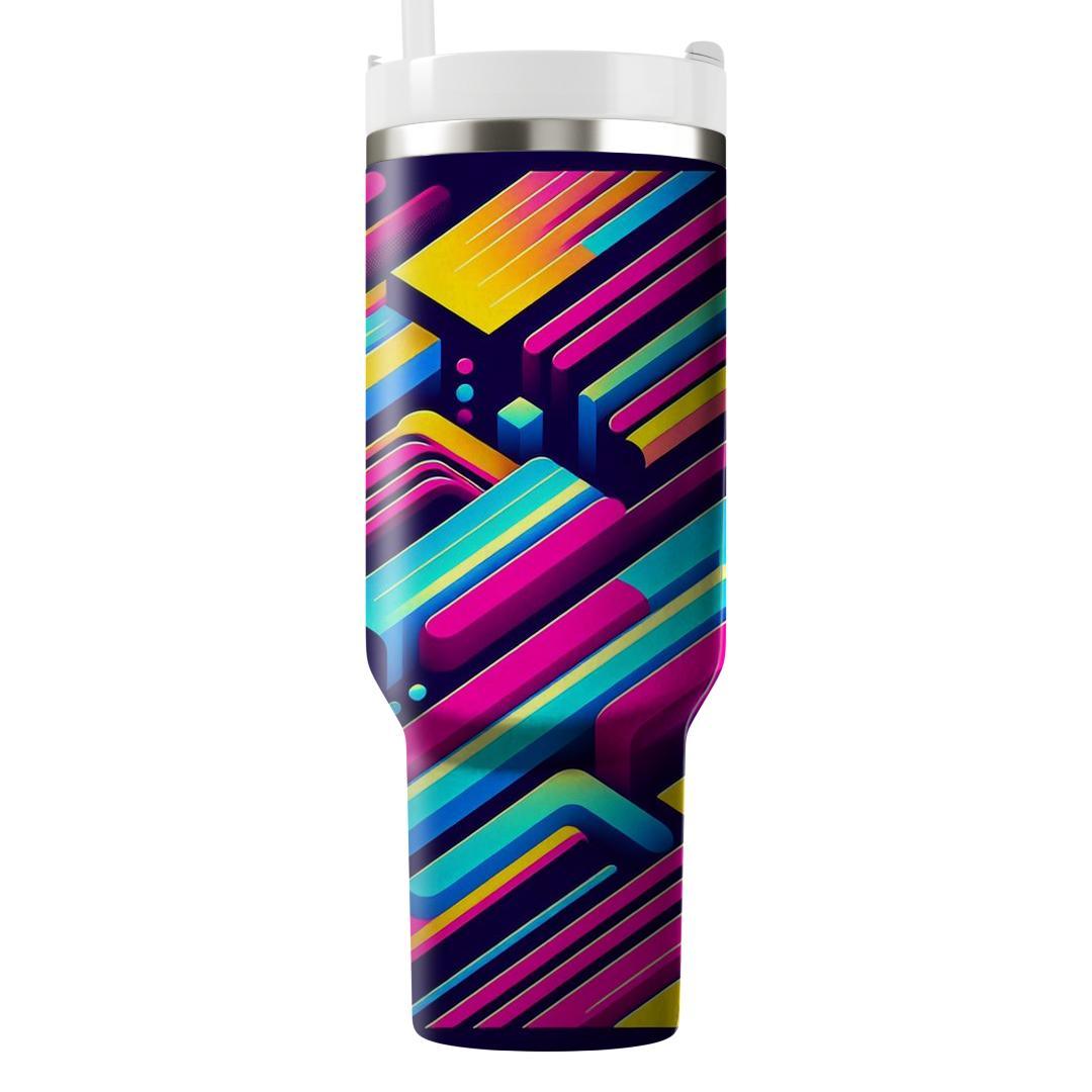 Bright 80s Stripes  Personalized Tumblers