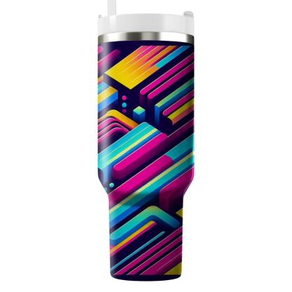 Bright 80s Stripes  Personalized Tumblers