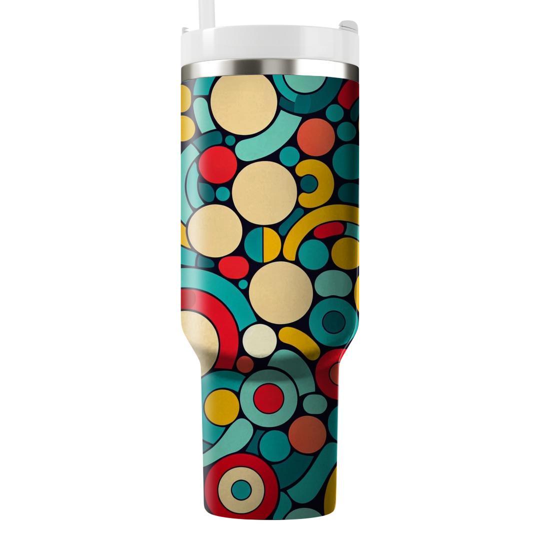 Circular Mosaic Tile  Tumblers With Lids