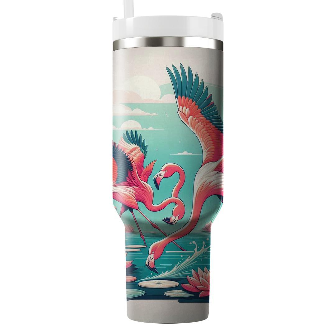 Glorious Flamingo Ballet  Travel Tumblers
