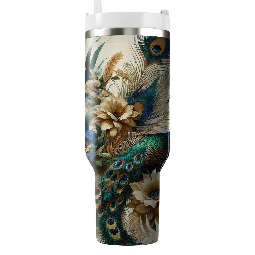 Peacock Feather Floral  Unique Tumblers