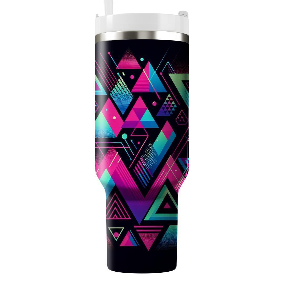 Retro Neon Triangles  Personalized Tumblers