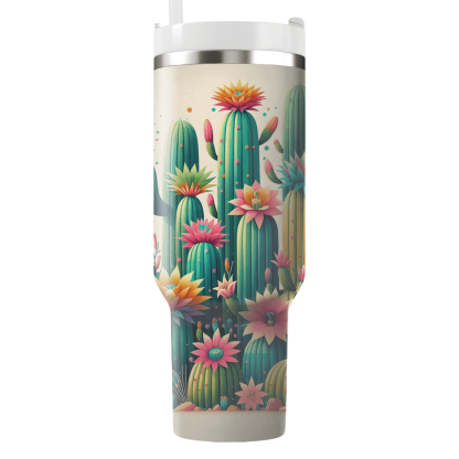 Blooming Cacti  Tumblers With Lids