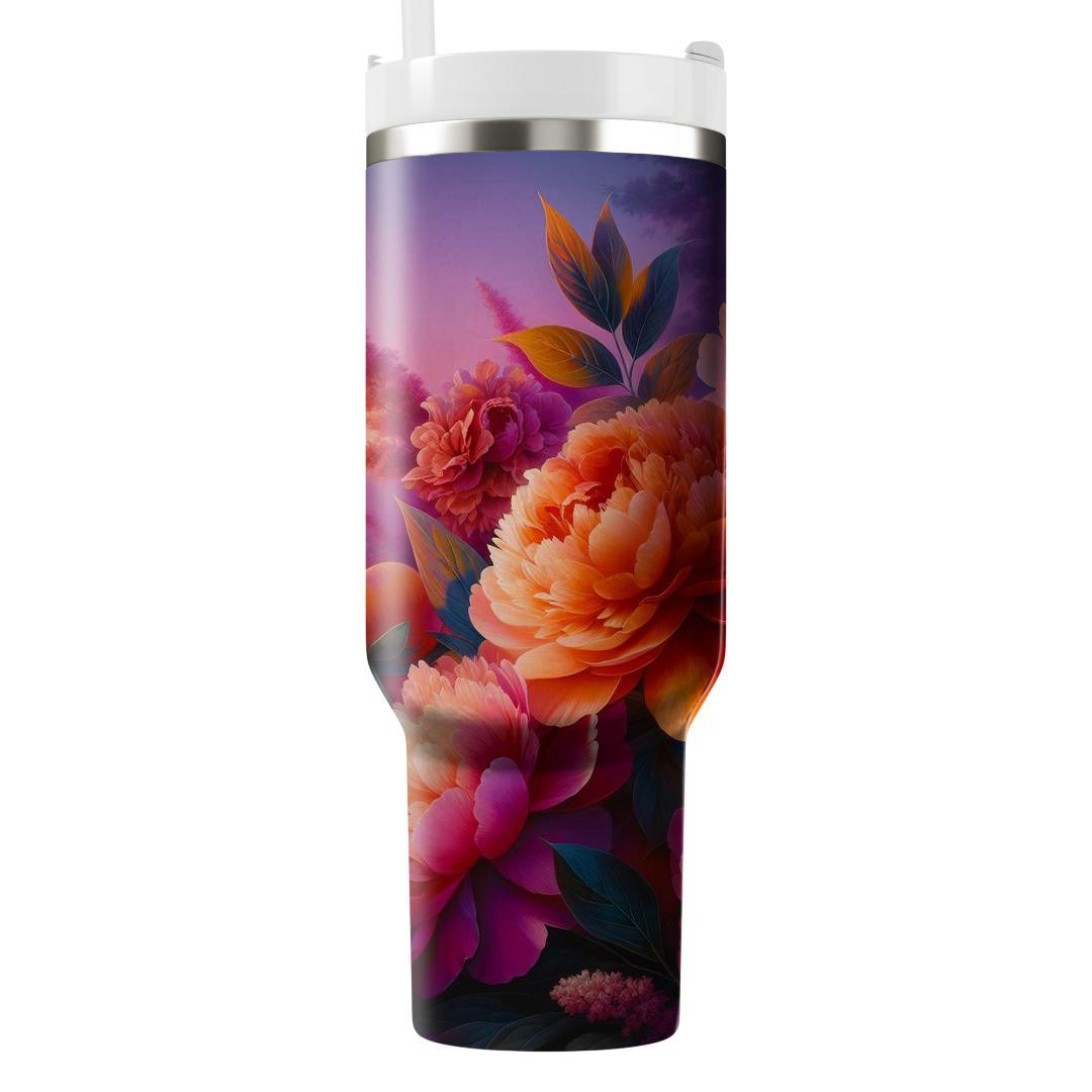 Sunset Peony Fantasy  Unique Tumblers