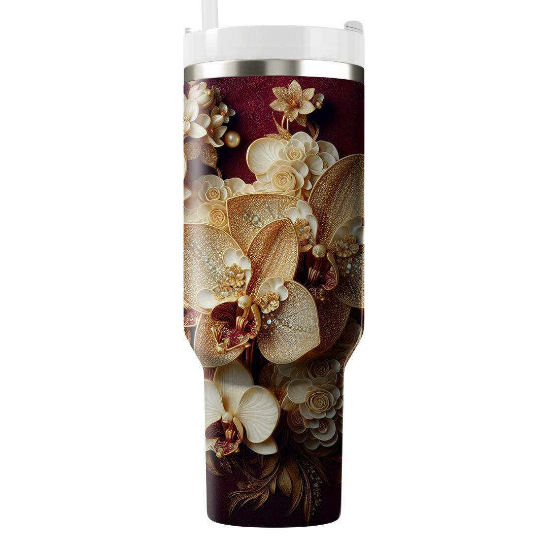 Golden Orchid  Unique Tumblers