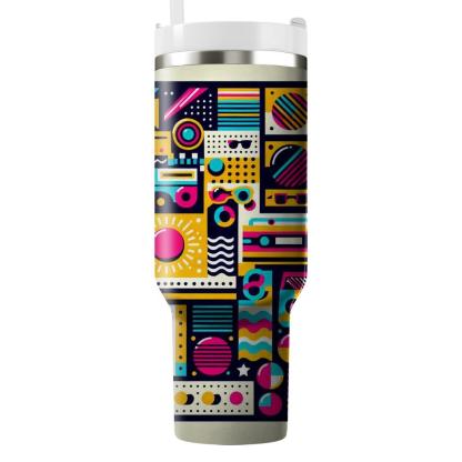 80s Colorful Patchwork  Personalized Tumblers