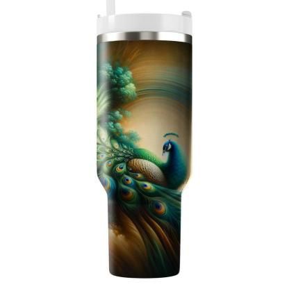 Radiant Peacock Plume  Travel Tumblers