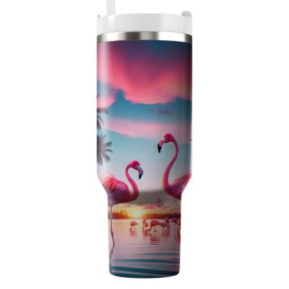 Chic Flamingo Oasis  Travel Tumblers