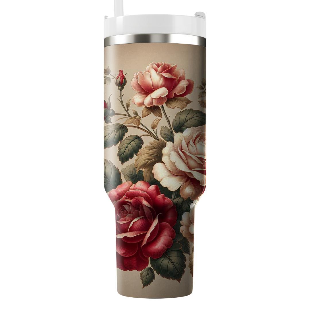 Vintage Rose Floral Charm  Unique Tumblers