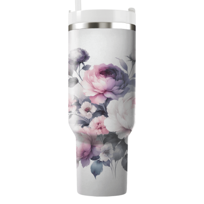 Chic Watercolor Floral  Tumblers With Lids