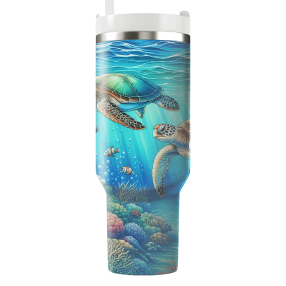 Serene Sea Turtle Journey  Tumbler Cups