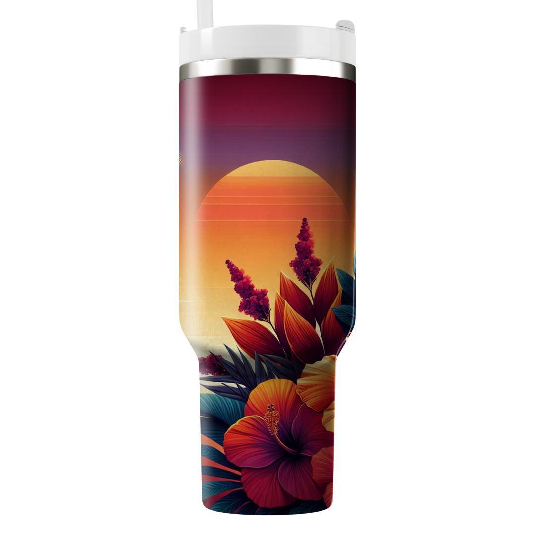 Fiery Floral Sunset  Tumbler Cups