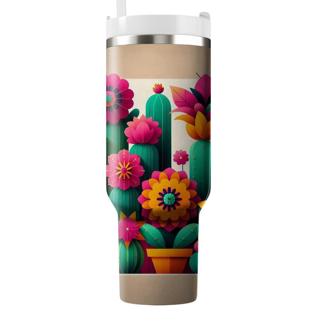 Cactus Floral Harmony  Unique Tumblers