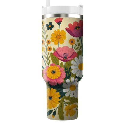 Cheerful Blossom Field  Insulated Tumblers