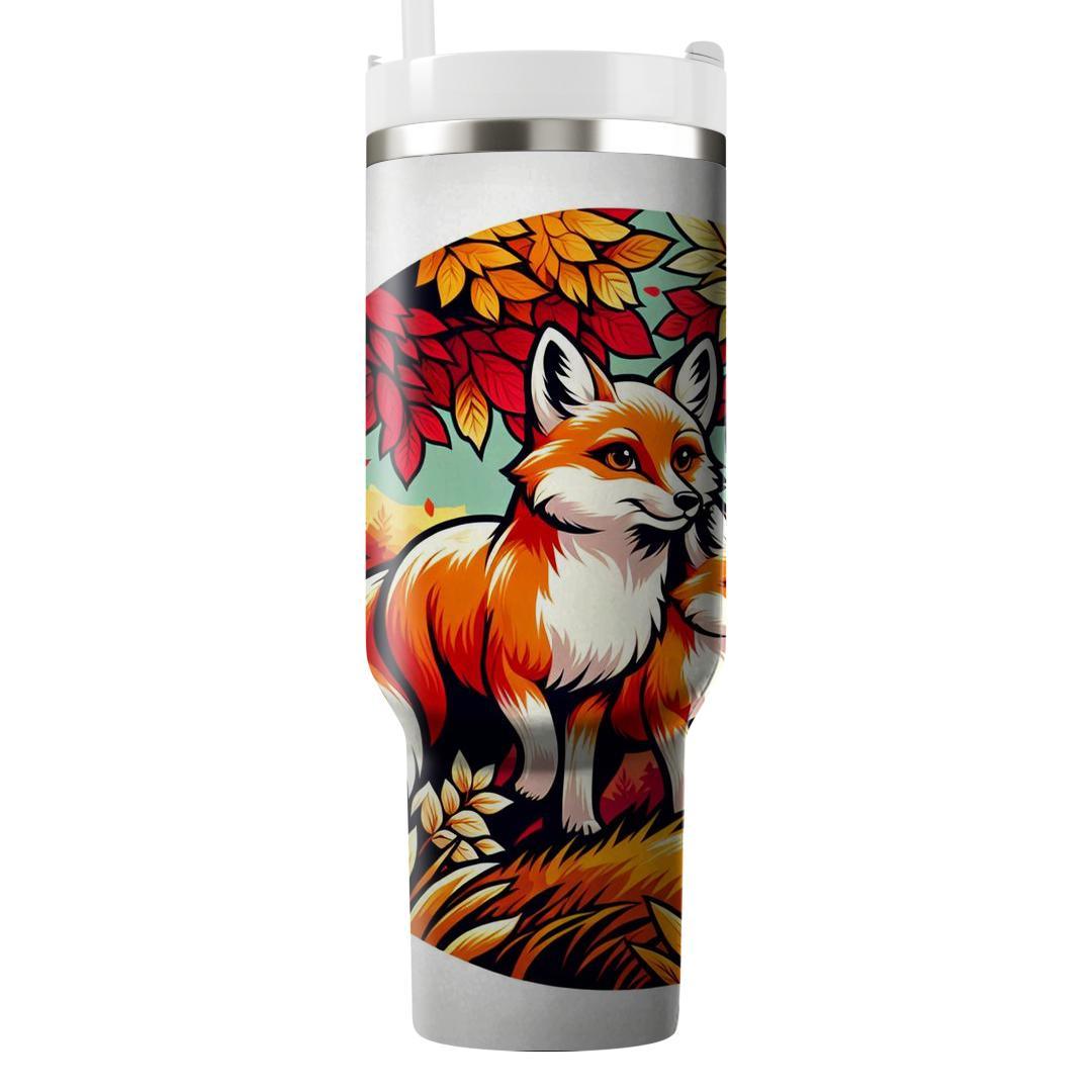 Adventurous Foxes In Fall  Tumblers With Lids