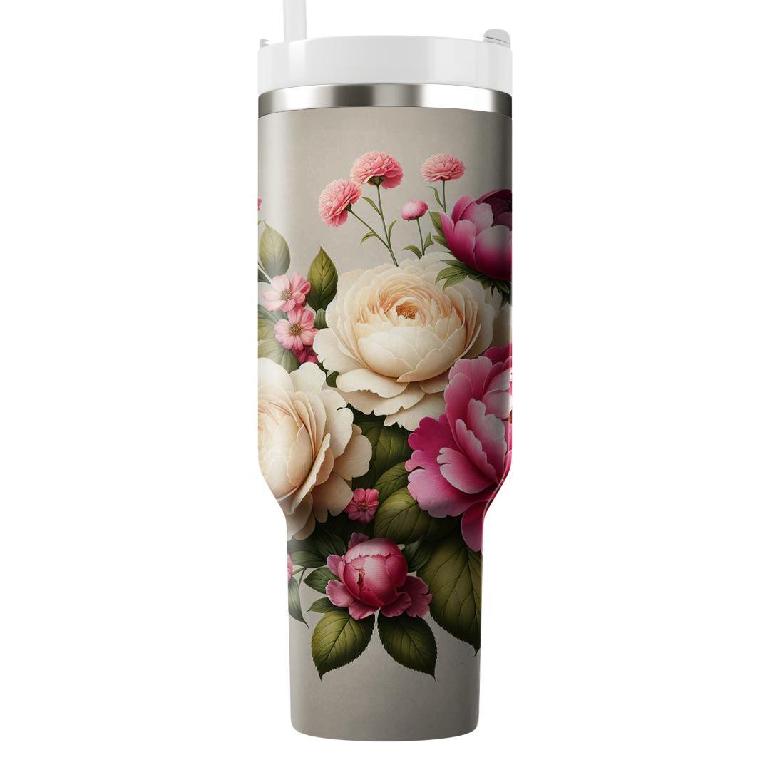 Charming Peony And Rose  Unique Tumblers