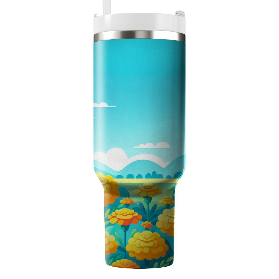 Sunny Marigold Meadow  Insulated Tumblers