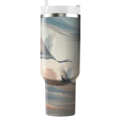 Celestial Crane Serenity  Travel Tumblers