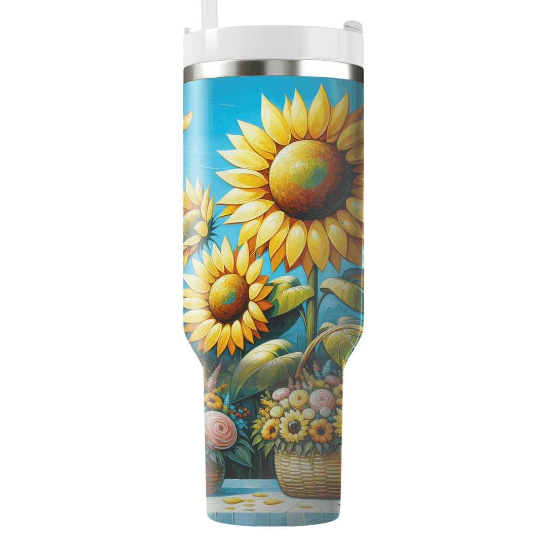 Joyful Sunflower Symphony  Tumblers With Lids