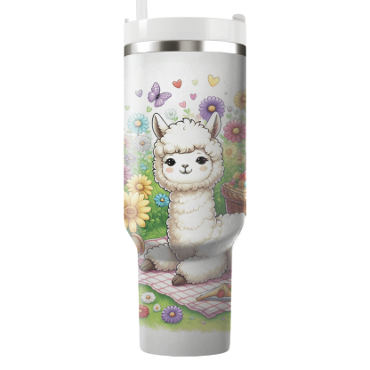 Charming Alpaca Picnic  Tumblers With Lids