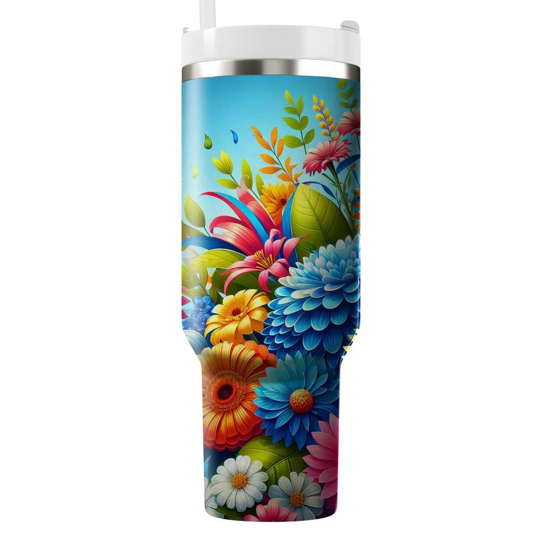 Vivid Summer Flower Burst  Unique Tumblers