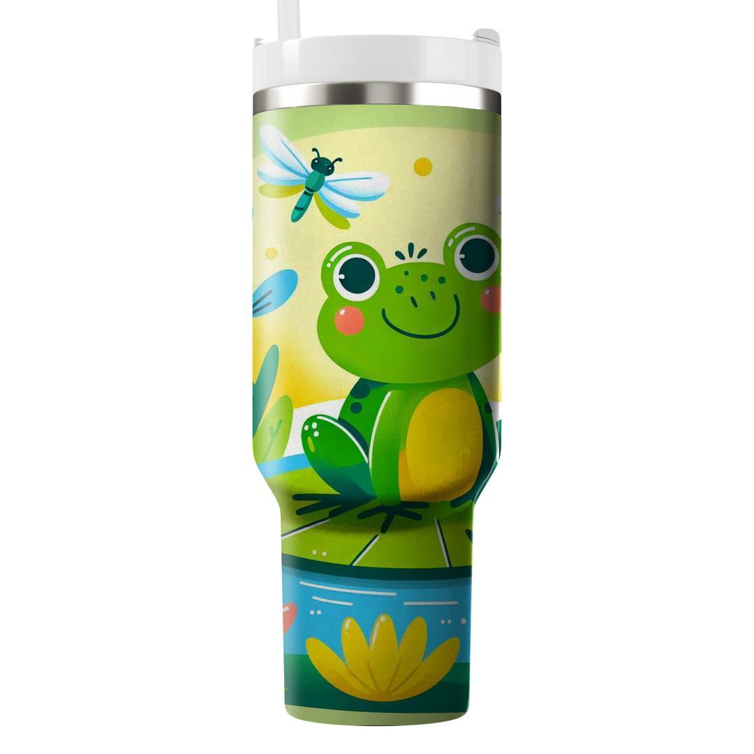 Cheerful Frog Pond  Personalized Tumblers