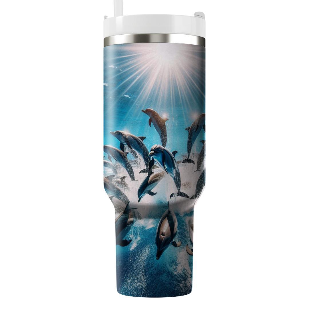 Sapphire Dolphin Dance  Travel Tumblers
