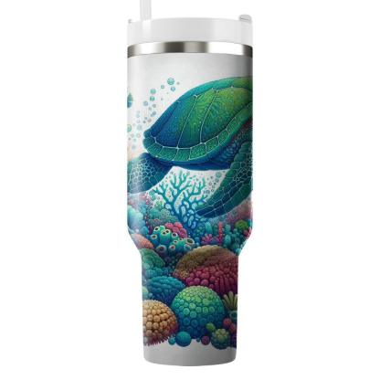 Underwater Fantasy Turtle  Tumblers With Lids