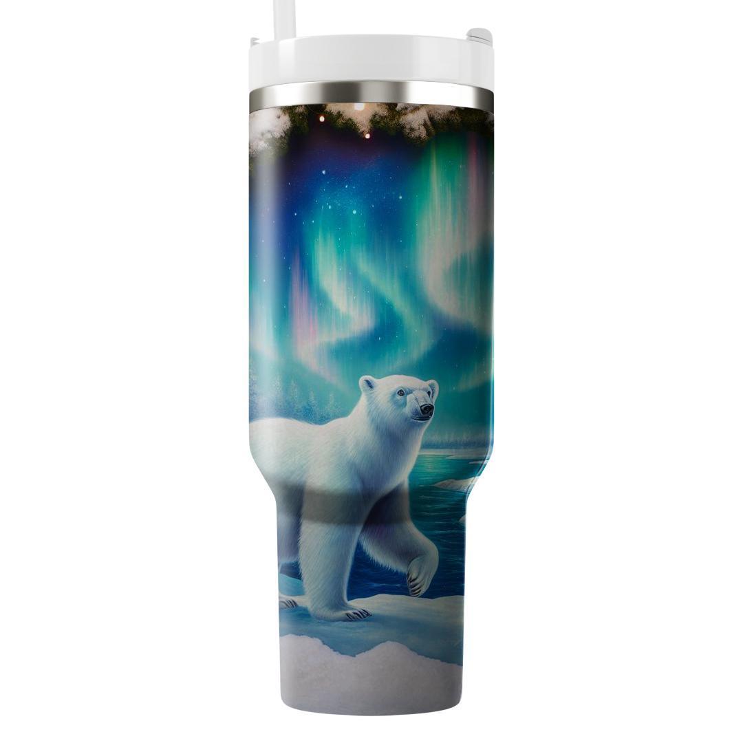 Frosty Polar Bear Glow  Travel Tumblers