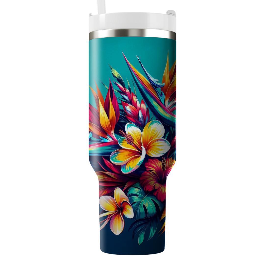 Bold Tropical Floral Fusion  Unique Tumblers