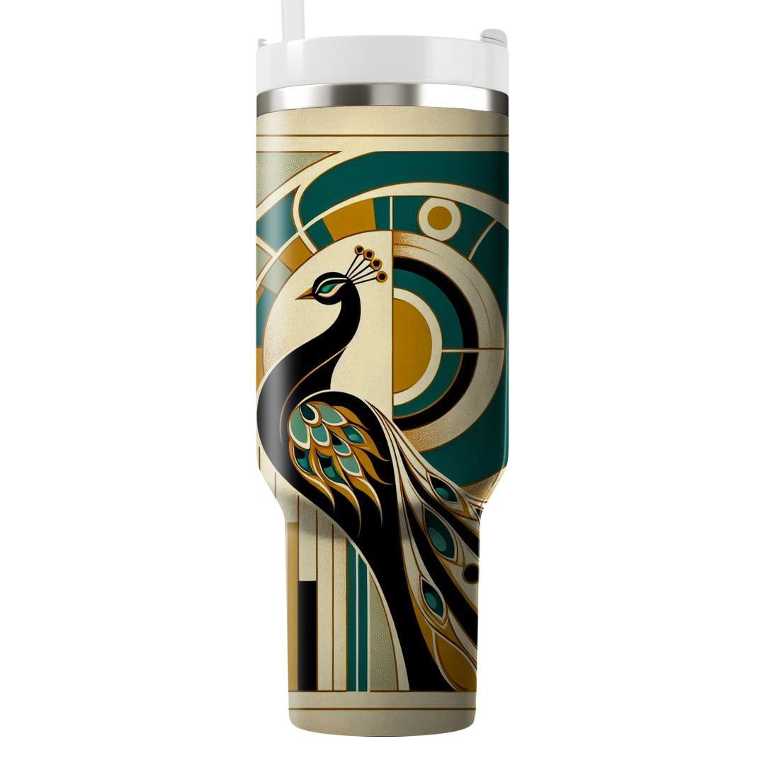 Art Deco Peacock  Travel Tumblers