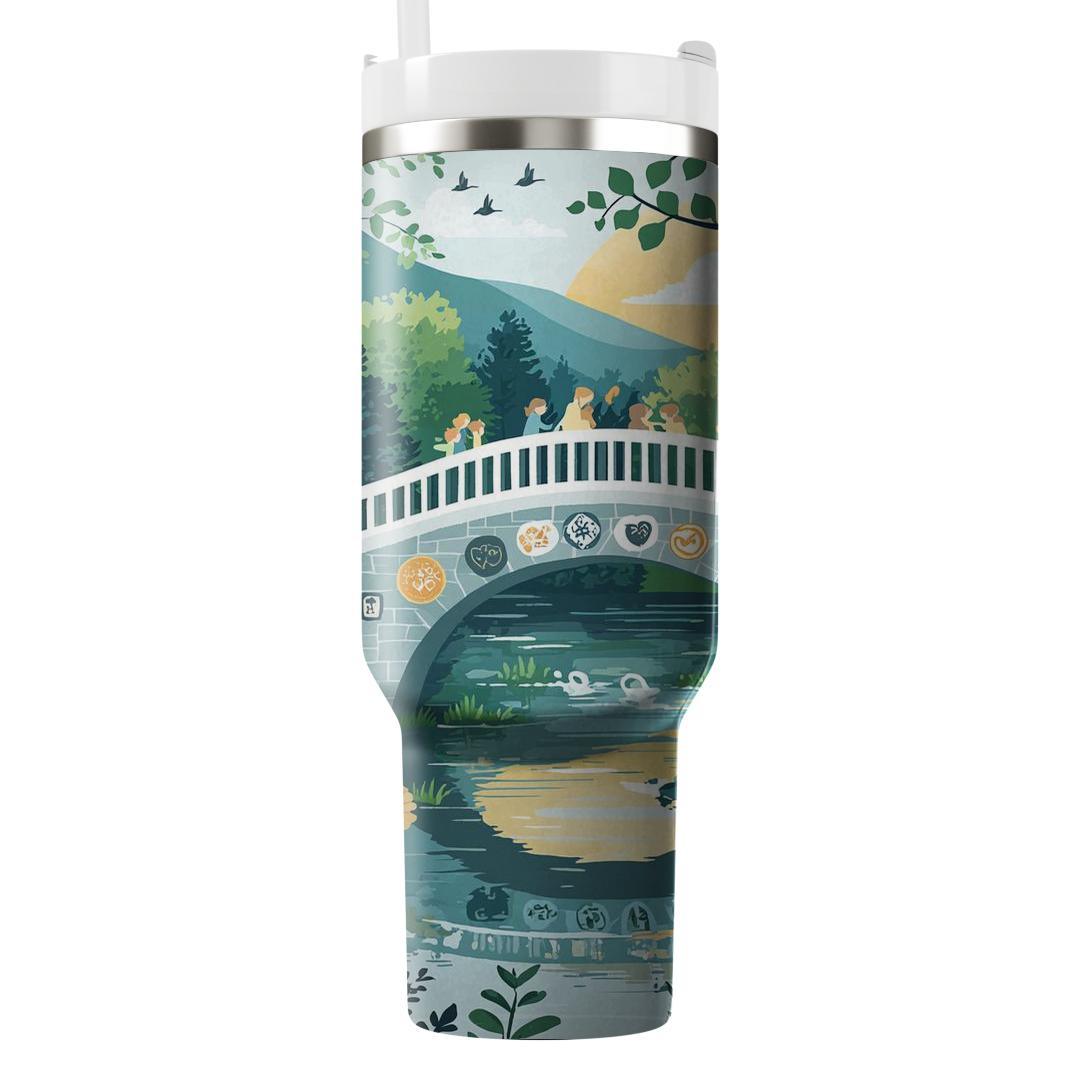 The Bridge Of Memories: Connecting Hearts With Love Tumblers With Lids
