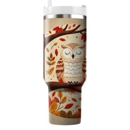 Charming Owl In Autumn  Tumblers With Lids
