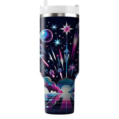 Retro Cosmic Arcade Travel Tumblers