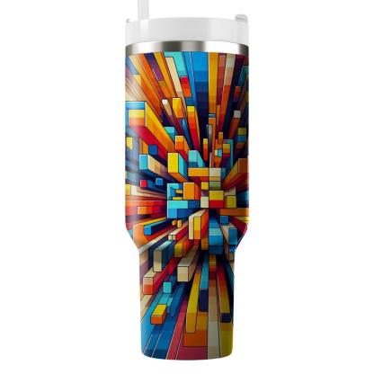 Retro Color Block Burst  Unique Tumblers
