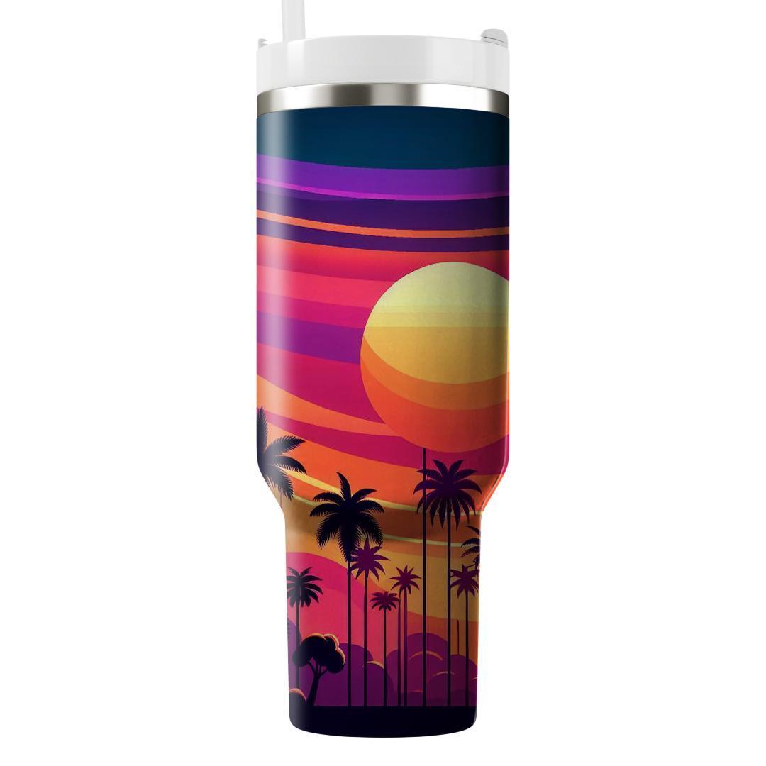 Retro Sunset Tropics  Personalized Tumblers