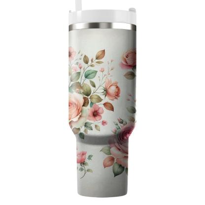 Watercolor Wild Roses  Insulated Tumblers