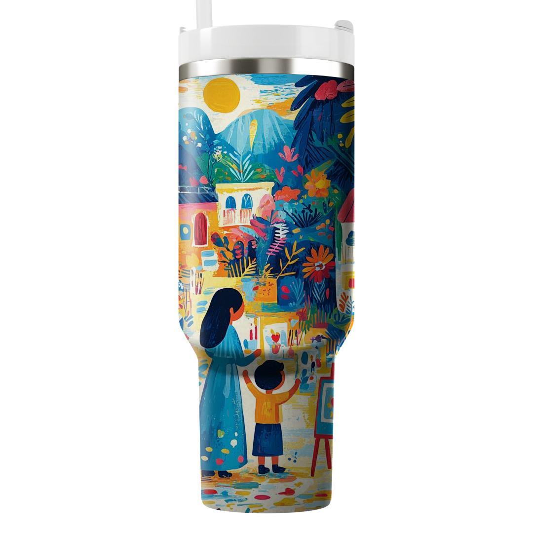The Canvas Of Life: A Mother’s Masterpiece In Love Tumblers With Lids