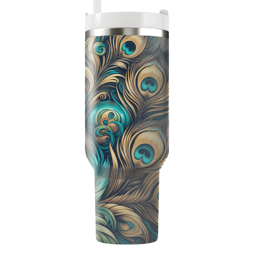 Elegant Peacock Feather  Tumblers With Lids