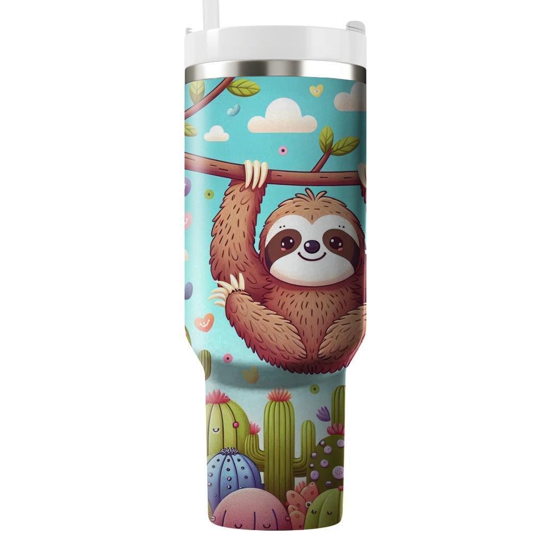 Charming Sloth & Cacti  Tumblers With Lids