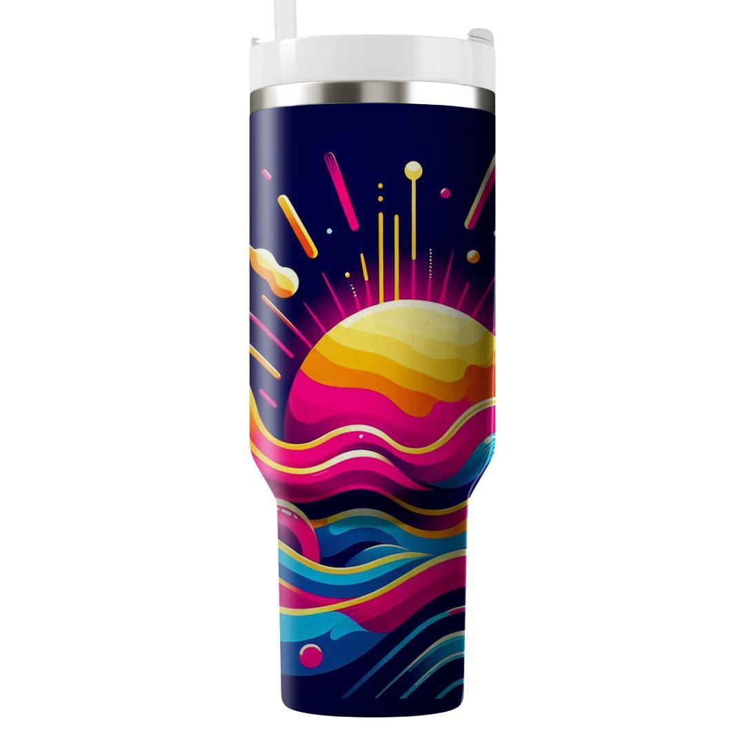Funky Abstract Waves  Travel Tumblers