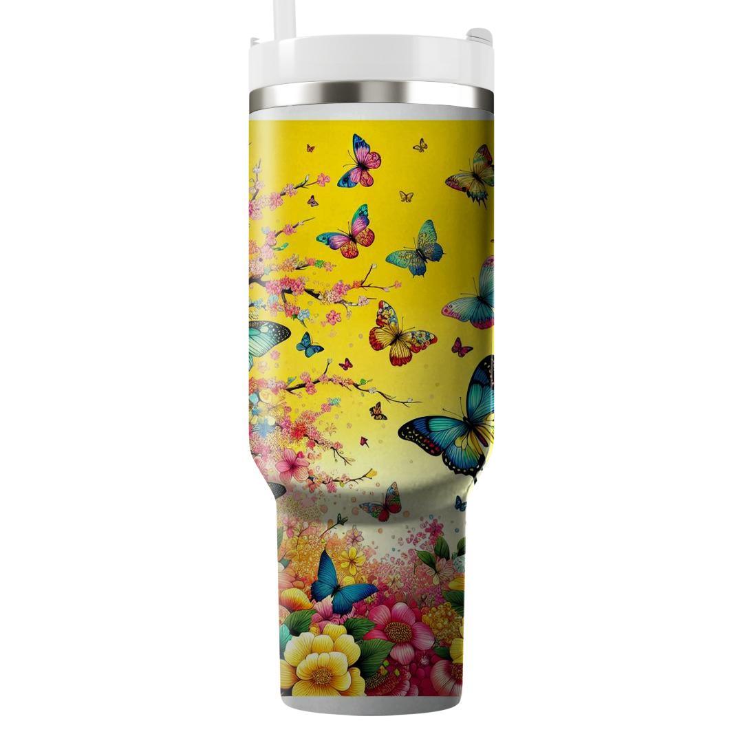 Spring Vibrant Butterfly Symphony  Custom Tumblers