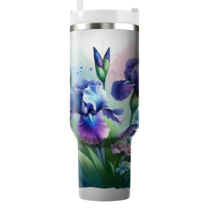 Watercolor Iris Serenity  Insulated Tumblers