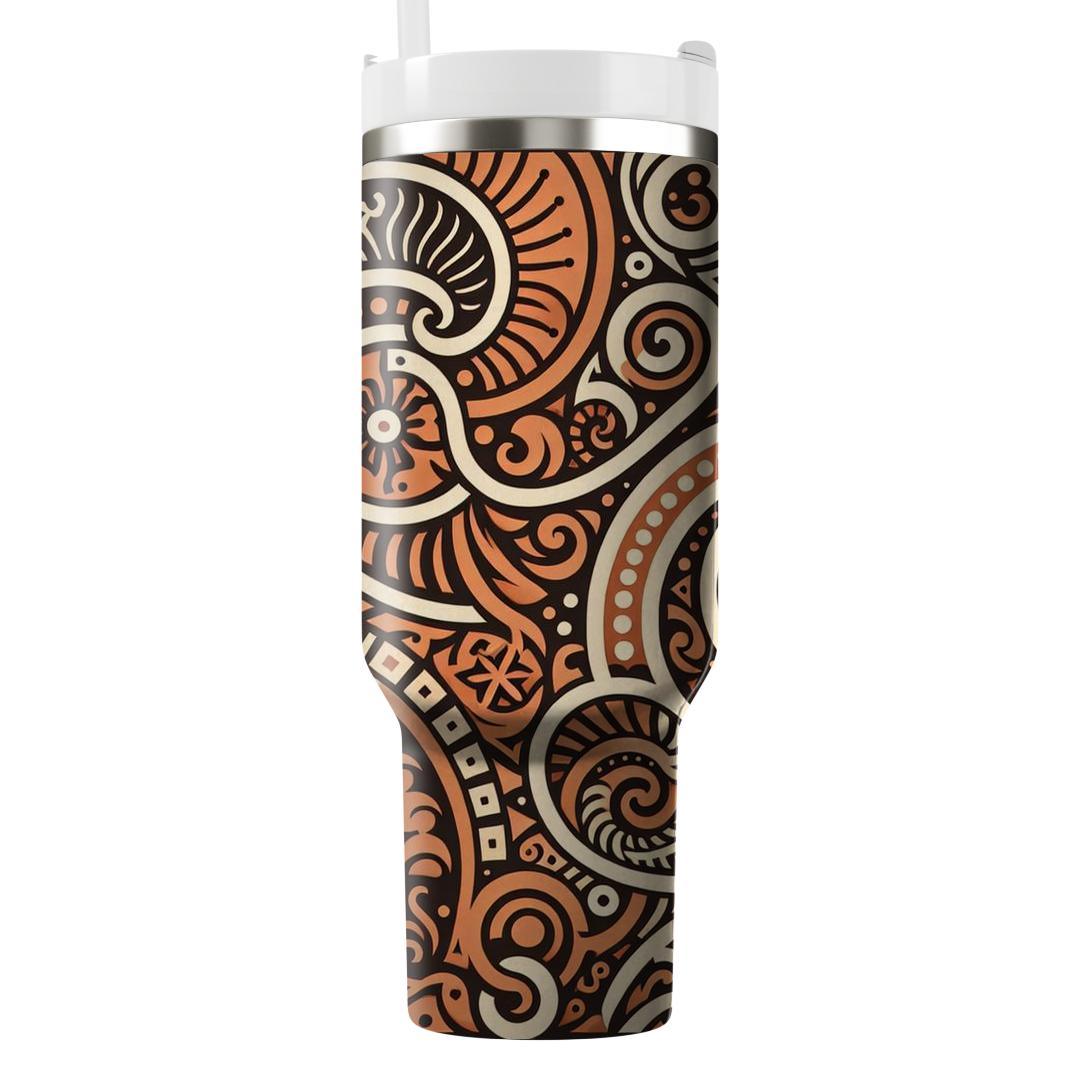 Intricate Spiral In Burnt Orange  Tumblers For Gifts