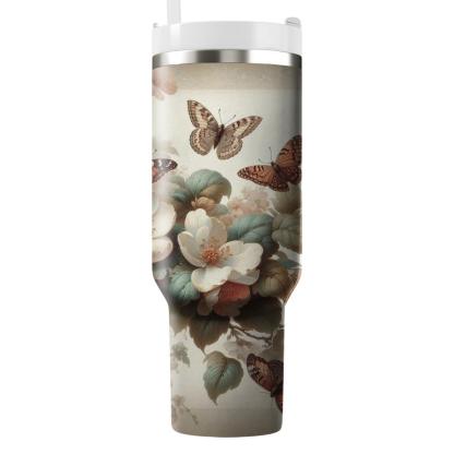 Vintage Butterfly Bloom  Tumblers With Lids