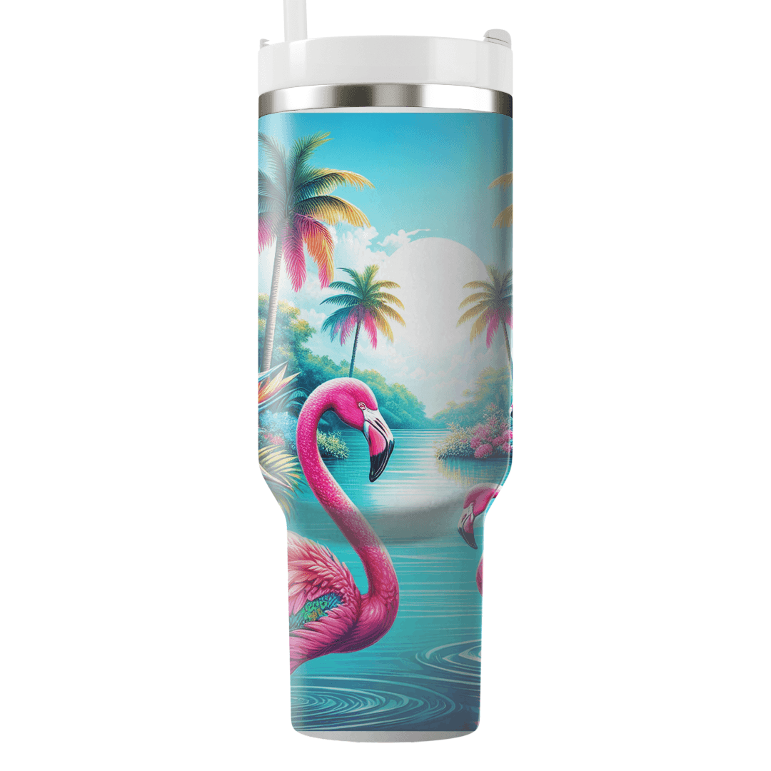 Radiant Flamingo Oasis  Tumblers With Lids